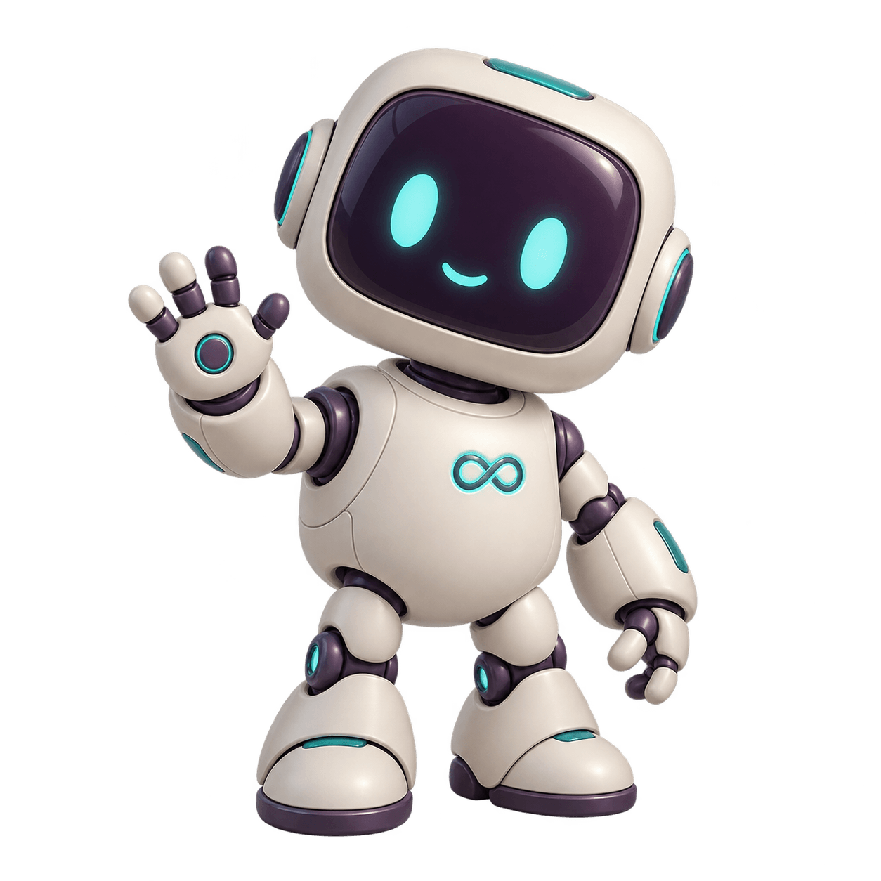 A friendly HyprDev robot waving hello